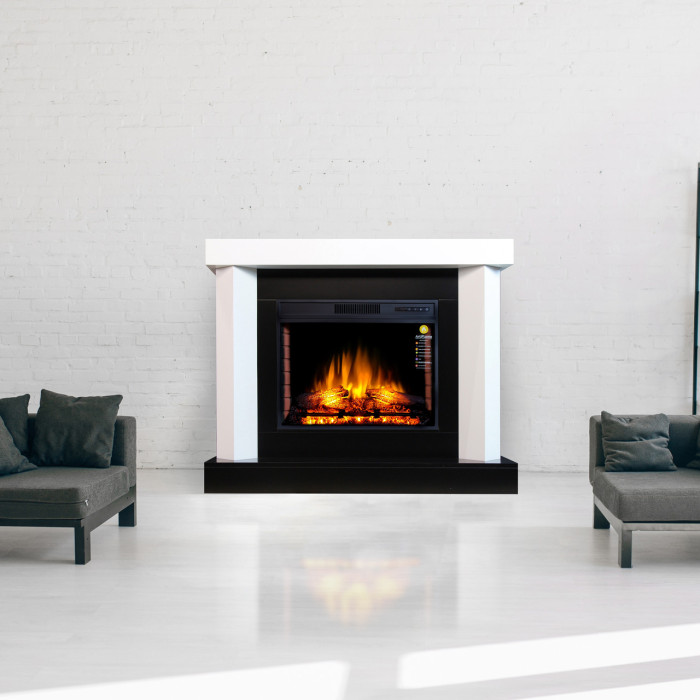 Камінокомплект ArtiFlame Yukon AF28S білий з обігрівом та звуком горіння вогню