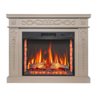 Каминокомплект ArtiFlame Delmona AF28S слонова кістка с обогревом и звуком горение огня