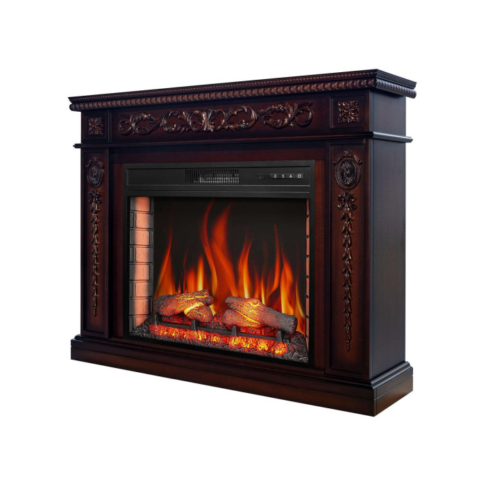Каминокомплект ArtiFlame Delmona AF28S коньяк с обогревом и звуком горение огня