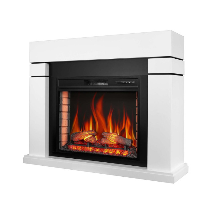 Камінокомплект ArtiFlame Lindos AF28S білий з обігрівом та звуком горіння вогню