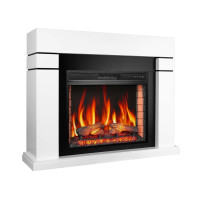 Камінокомплект ArtiFlame Lindos AF28S білий з обігрівом та звуком горіння вогню