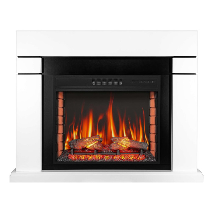 Камінокомплект ArtiFlame Lindos AF28S білий з обігрівом та звуком горіння вогню