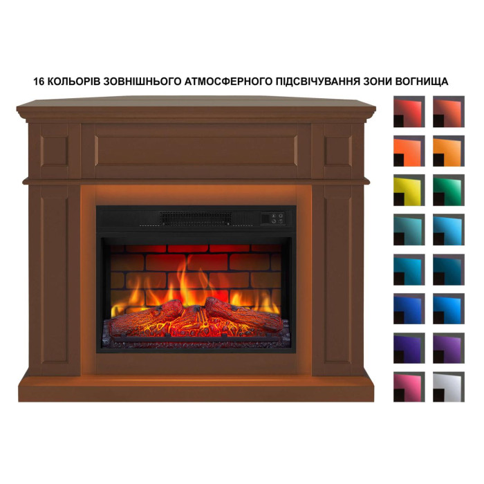 Камінокомплект універсальний 2в1 ArtiFlame Linz AF23BS коричневий з LED підсвічуванням, обігрівом і звуком горіння вогню