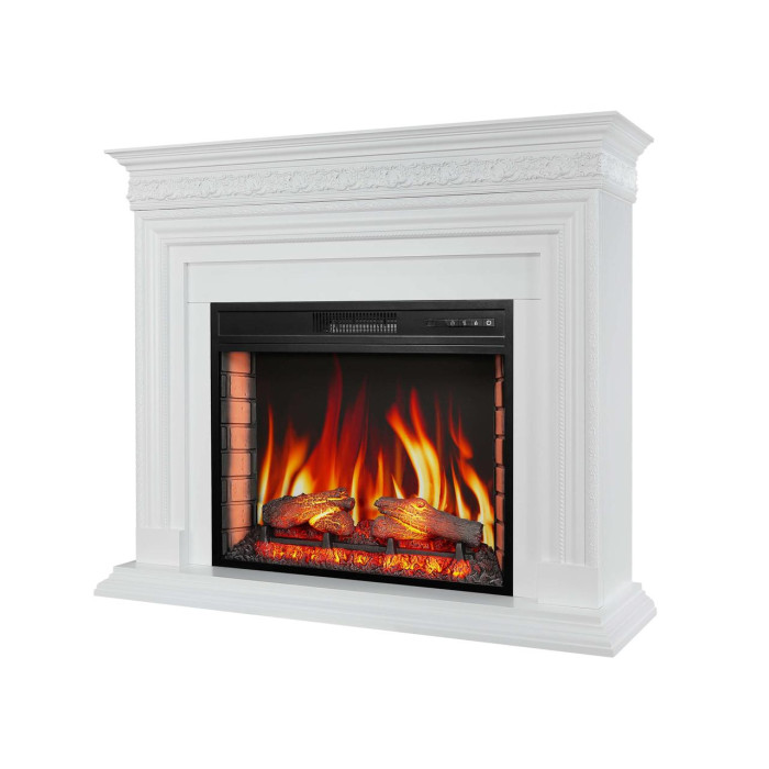 Камінокомплект ArtiFlame Pratella AF28S білий з обігрівом та звуком горіння вогню