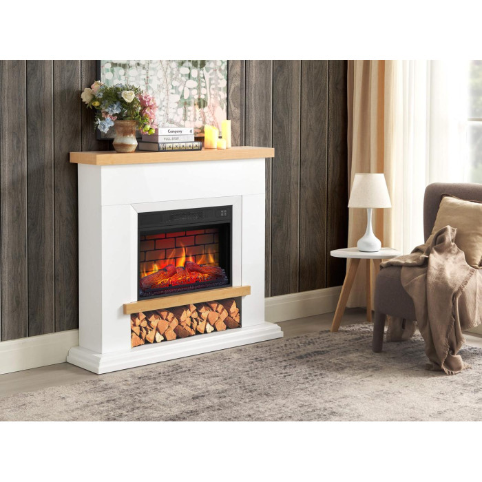 Камінокомплект ArtiFlame Shelford AF23BS білий з обігрівом і звуком горіння вогню