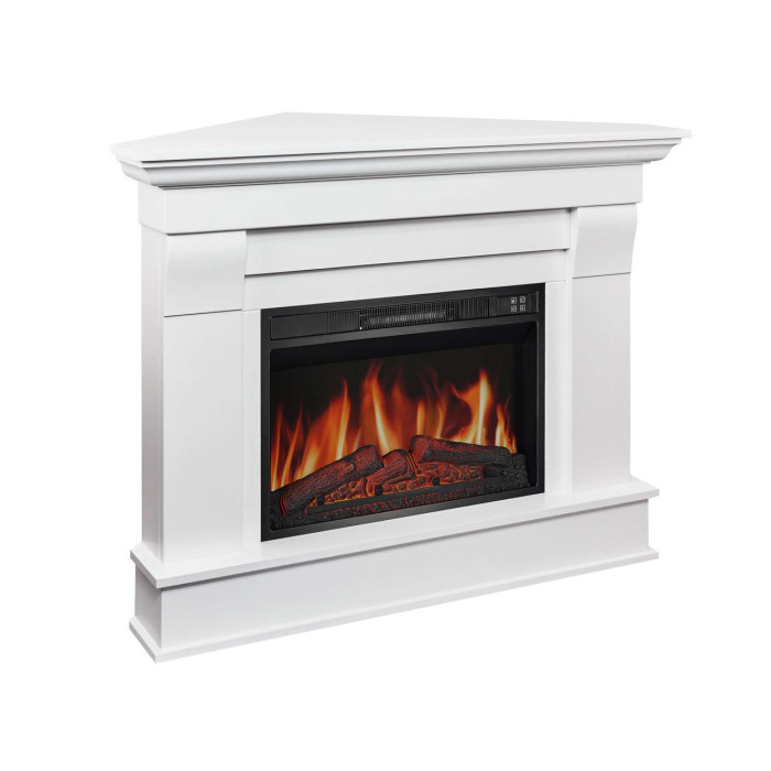 Камінокомплект кутовий ArtiFlame Albion Corner AF23S білий з обігрівом та звуком горіння вогню