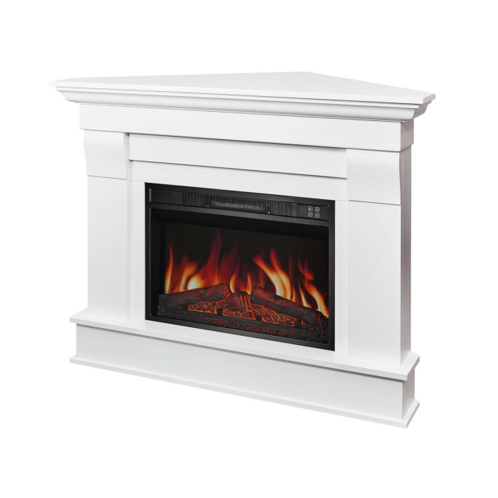 Камінокомплект кутовий ArtiFlame Albion Corner AF23S білий з обігрівом та звуком горіння вогню