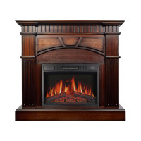Каминокомплект ArtiFlame York AF23S махагон коричневий антик с обогревом и звуком горение огня
