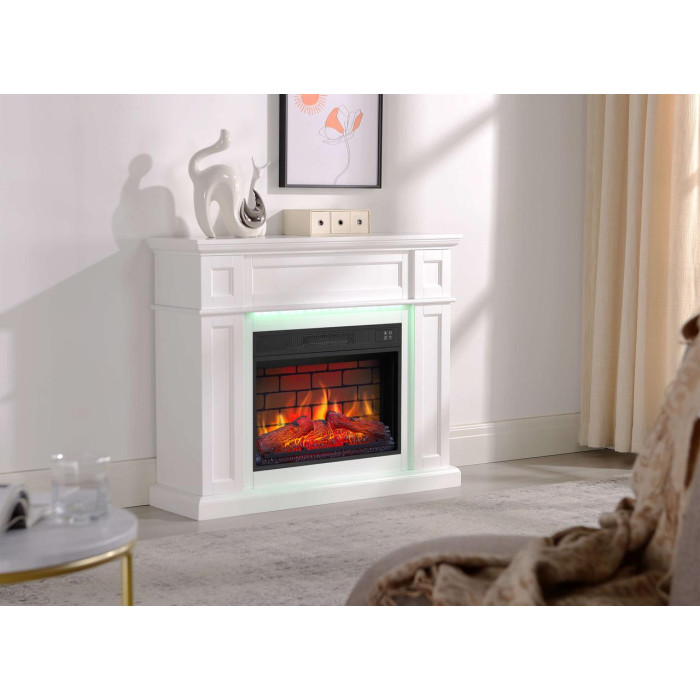 Камінокомплект ArtiFlame Linz AF23BS білий з LED підсвічуванням, обігрівом і звуком горіння вогню