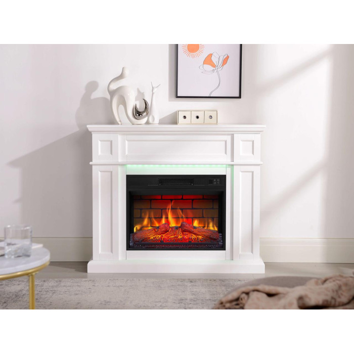 Камінокомплект ArtiFlame Linz AF23BS білий з LED підсвічуванням, обігрівом і звуком горіння вогню