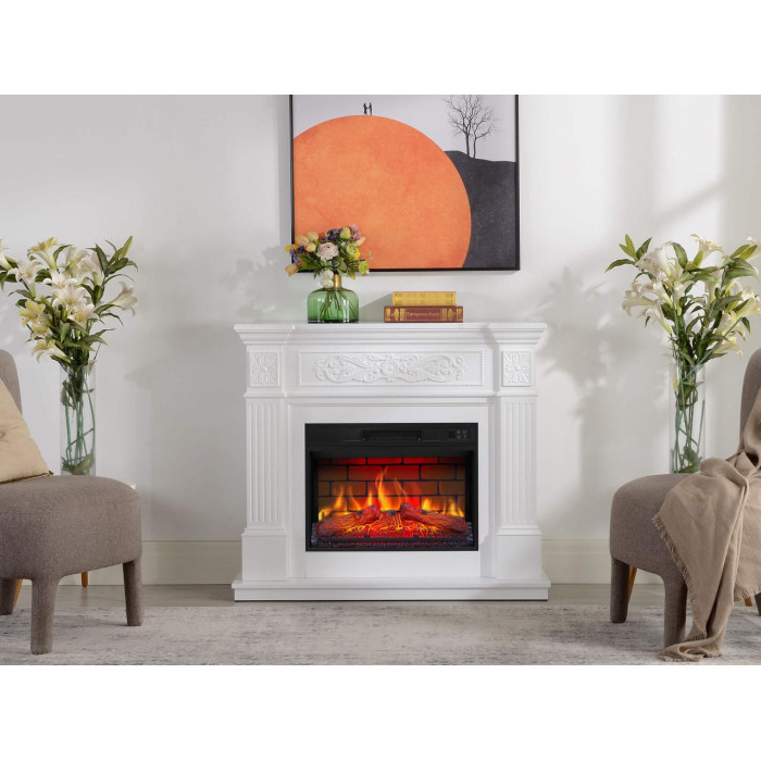 Камінокомплект ArtiFlame Toscana AF23BS білий з обігрівом і звуком горіння вогню
