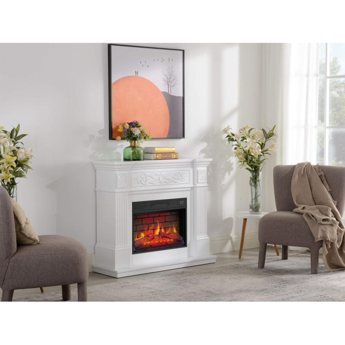 Камінокомплект ArtiFlame Toscana AF23BS білий з обігрівом і звуком горіння вогню