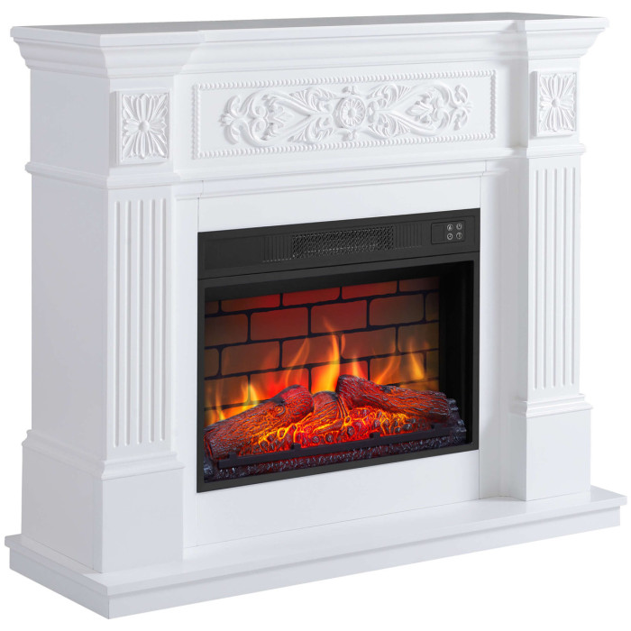 Камінокомплект ArtiFlame Toscana AF23BS білий з обігрівом і звуком горіння вогню