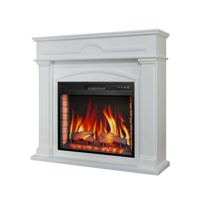 Каминокомплект ArtiFlame Inverno AF28S белый с обогревом и звуком горение огня