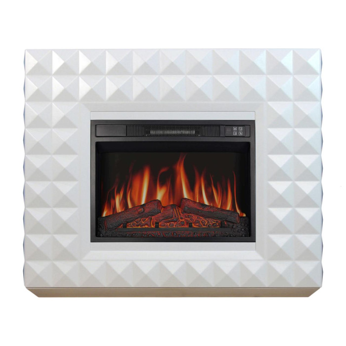 Каминокомплект ArtiFlame Diamond AF23S белый с обогревом и звуком горение огня