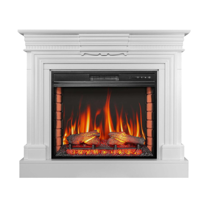 Камінокомплект ArtiFlame Lester AF28S білий з обігрівом та звуком горіння вогню