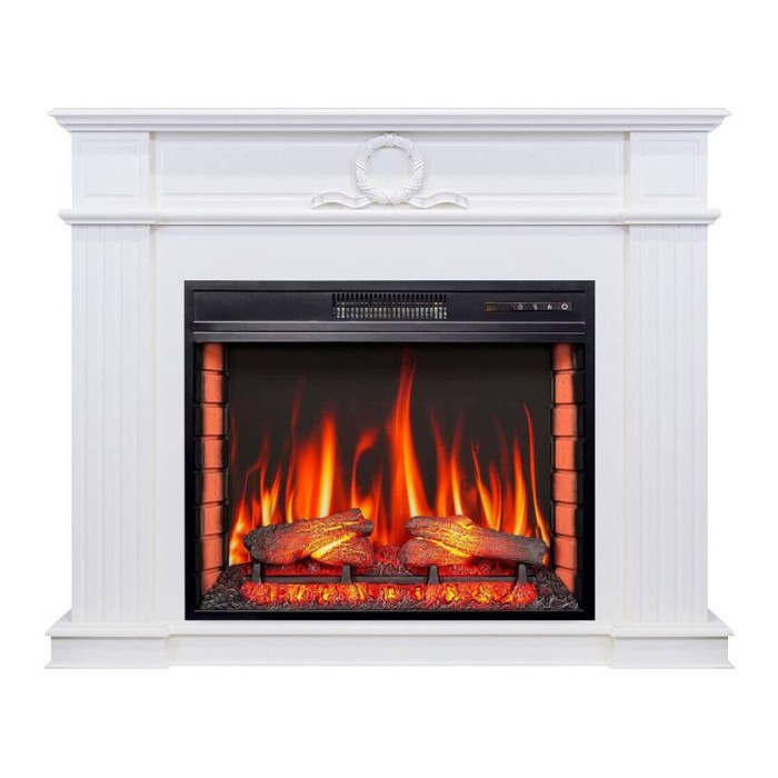 Каминокомплект ArtiFlame Neoclassic AF28S белый с обогревом и звуком горение огня