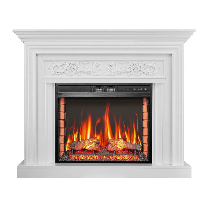 Камінокомплект ArtiFlame Monferrato AF28S білий з обігрівом та звуком горіння вогню