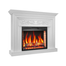 Каминокомплект ArtiFlame Monferrato AF28S белый с обогревом и звуком горение огня