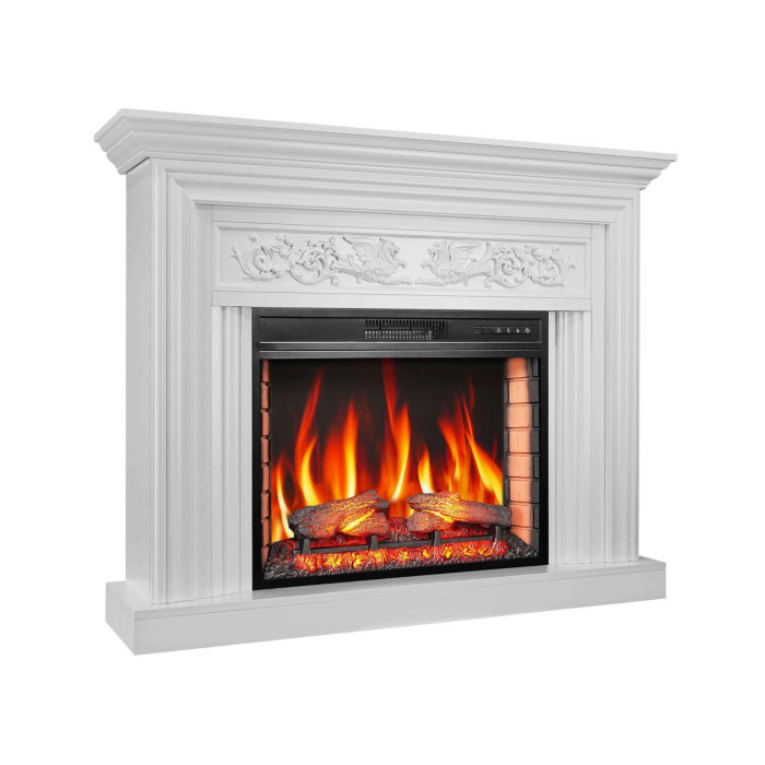 Камінокомплект ArtiFlame Monferrato AF28S білий з обігрівом та звуком горіння вогню