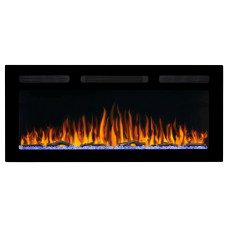 Электрокамин настенный / встраиваемый ArtiFlame AF40WR с обогревом и звуком горение огня