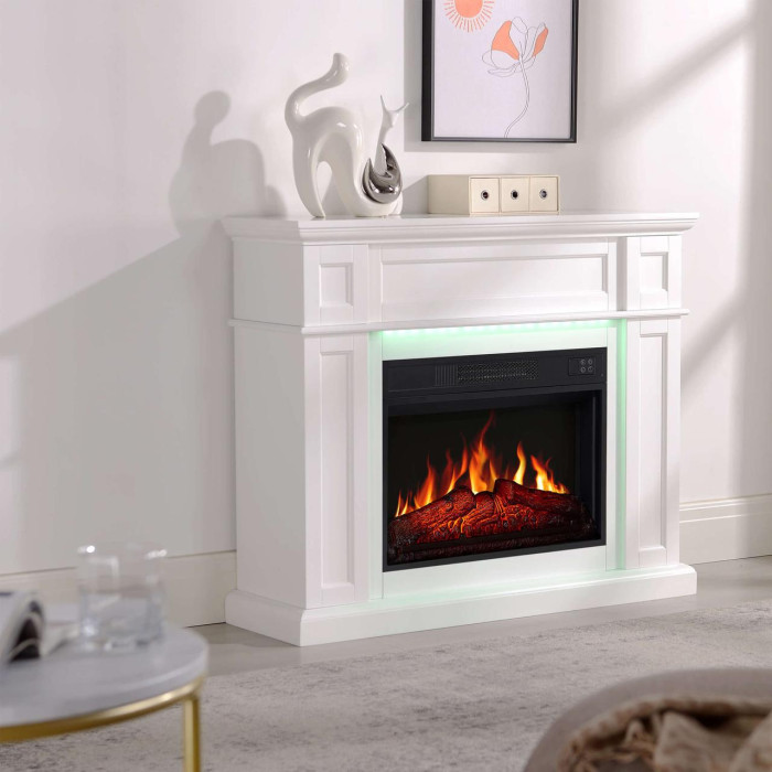 Камінокомплект ArtiFlame Linz AF23S білий з LED підсвічуванням, обігрівом та звуком горіння вогню