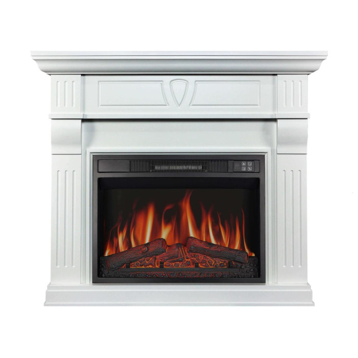 Каминокомплект ArtiFlame Beethoven AF23S белый с обогревом и звуком горение огня