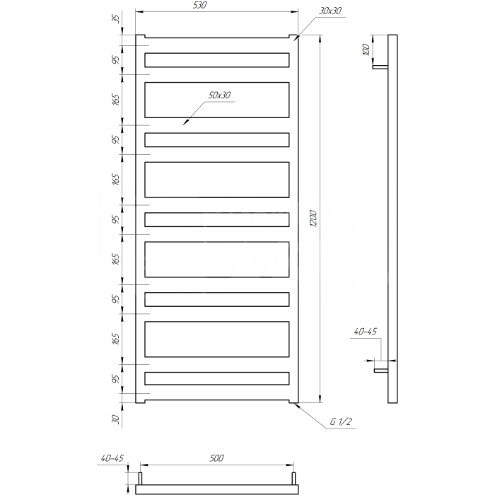 Полотенцесушитель Fom Водяной 100x53x3