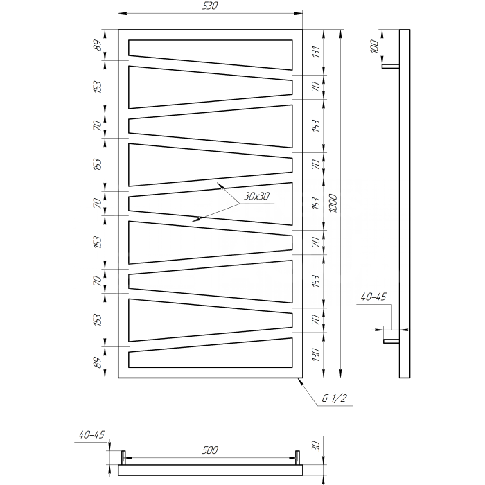 Полотенцесушитель Genesis Электрическая 800x53x3