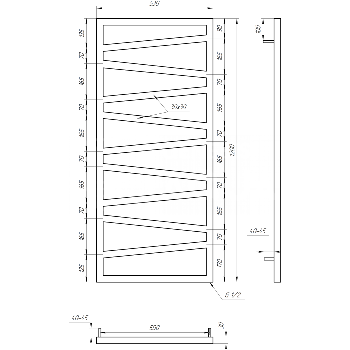 Полотенцесушитель Genesis Электрическая 800x53x3