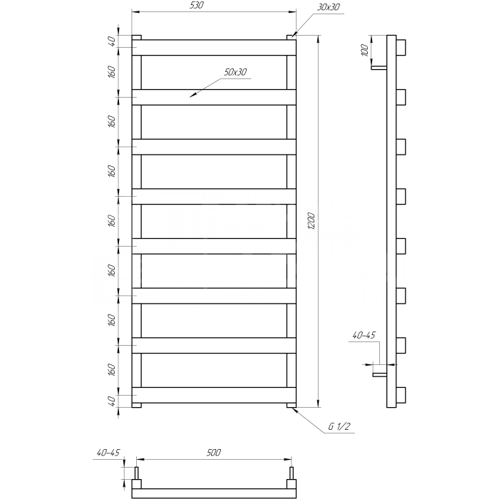 Полотенцесушитель Fancy Электрическая 120x53x3