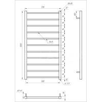 Полотенцесушитель Flat Электрическая 800x53x3