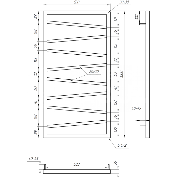 Полотенцесушитель Genesis Light Электрическая 120x53x3