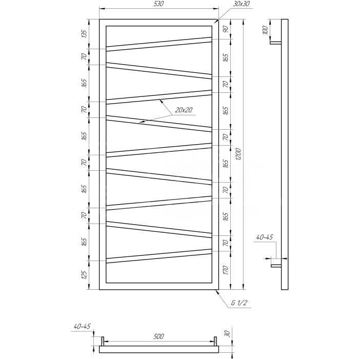 Полотенцесушитель Genesis Light Электрическая 120x53x3