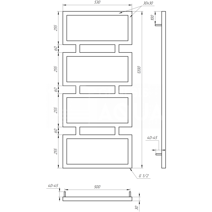 Полотенцесушитель Quattro Водяной 120x53x3