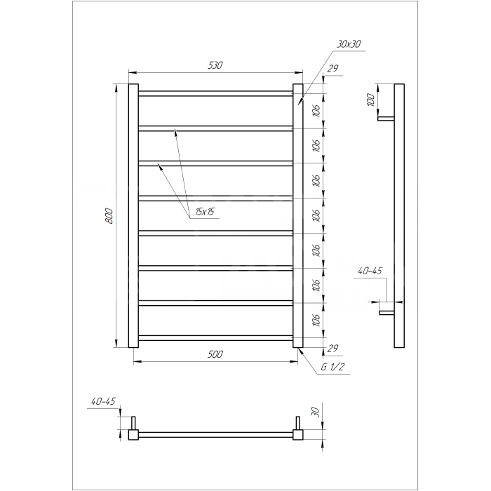 Полотенцесушитель Flat Водяной 100x53x3