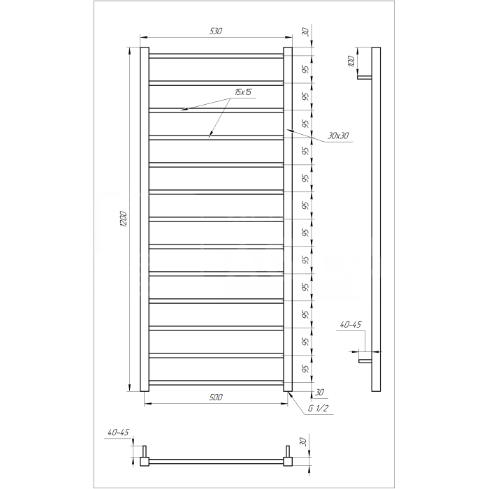 Полотенцесушитель Flat Водяной 100x53x3