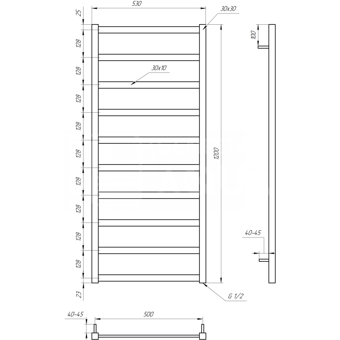 Полотенцесушитель Lono Водяной 120x53x3