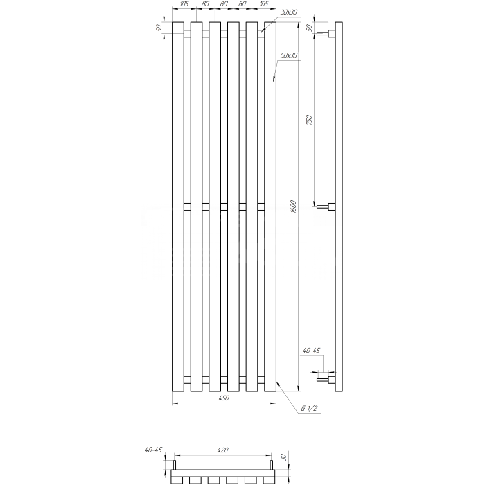 Радиатор Marbel - 1800x45x10 1800x45x10