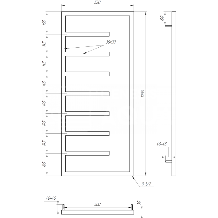 Полотенцесушитель Combo Водяной 120x53x3