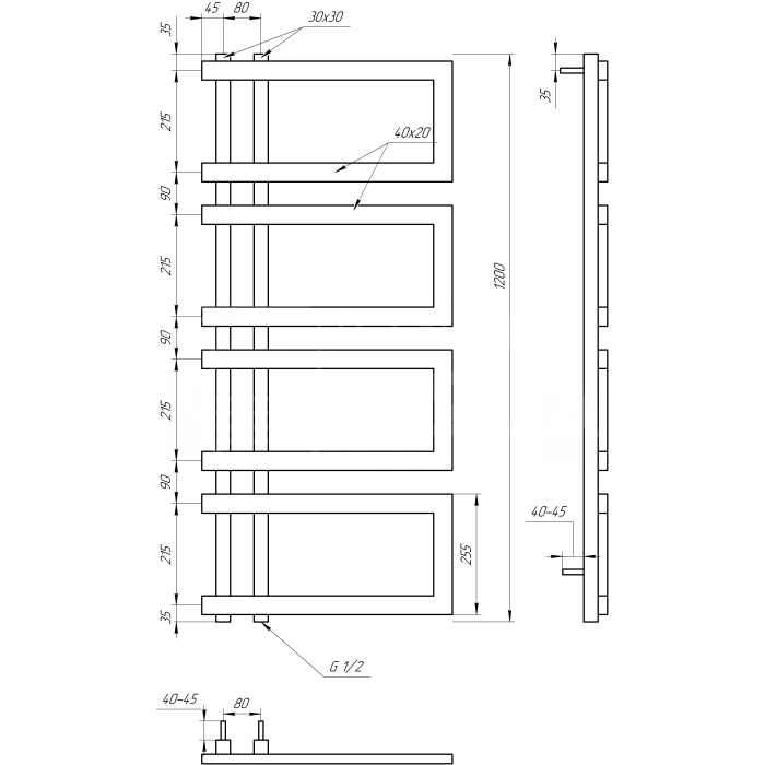 Полотенцесушитель Enzo Электрическая 1000x50