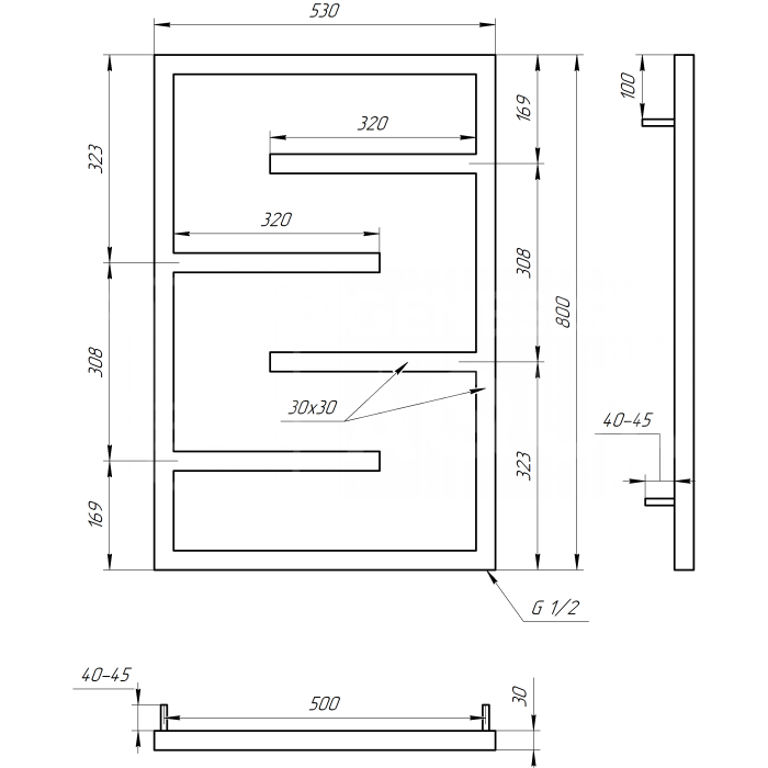 Полотенцесушитель Infinite Электрическая 120x53x3