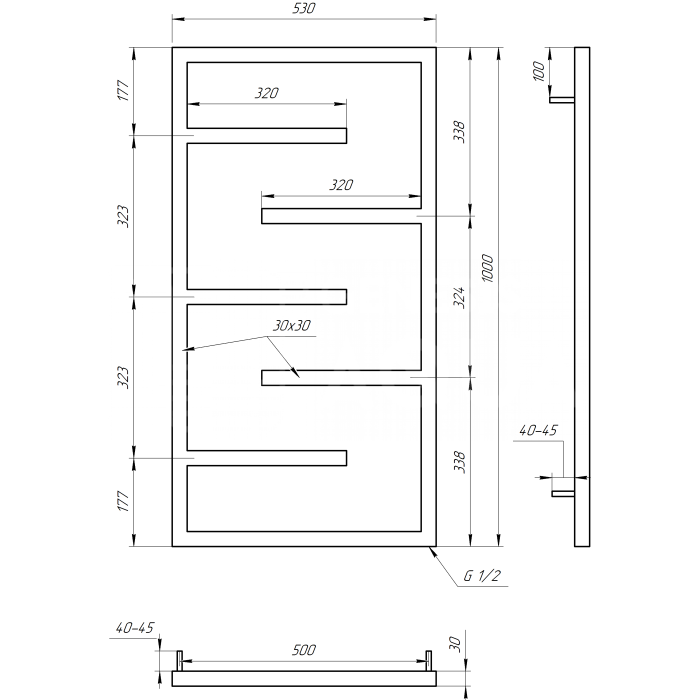 Полотенцесушитель Infinite Электрическая 800x53x3