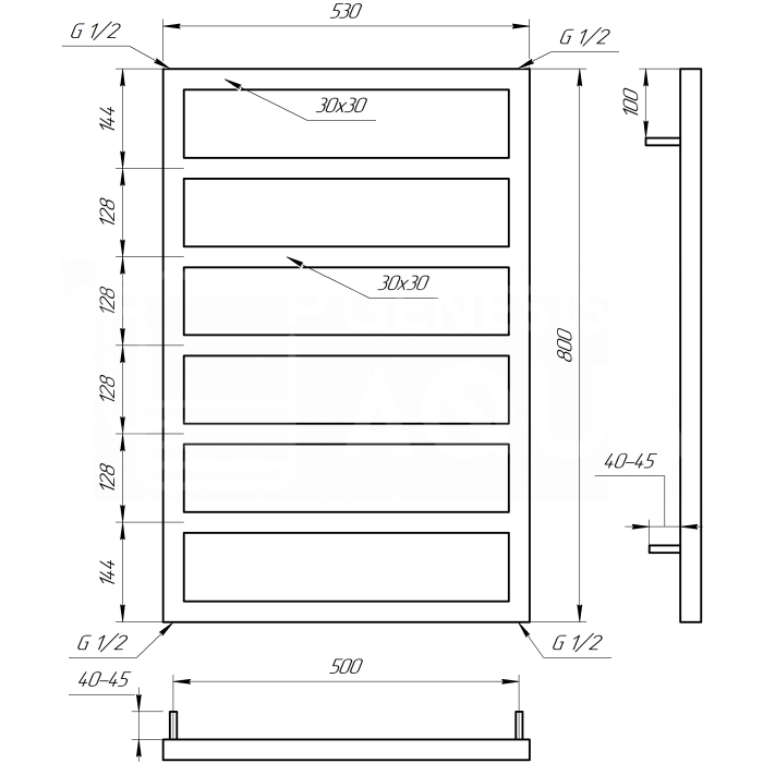 Полотенцесушитель Jazi Электрическая 120x53x3