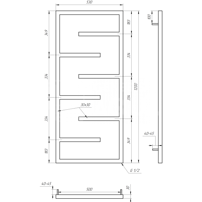 Полотенцесушитель Infinite Водяной 120x53x3