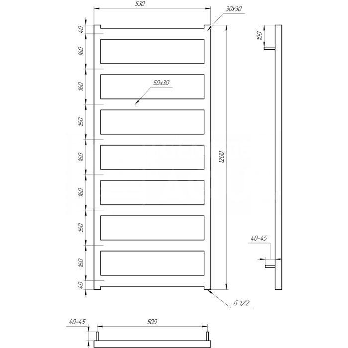 Полотенцесушитель Nova Электрическая 120x53x3