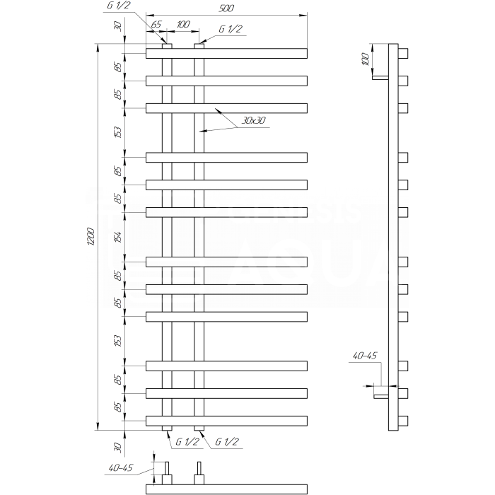 Полотенцесушитель Carisma Водяной 120x53x3