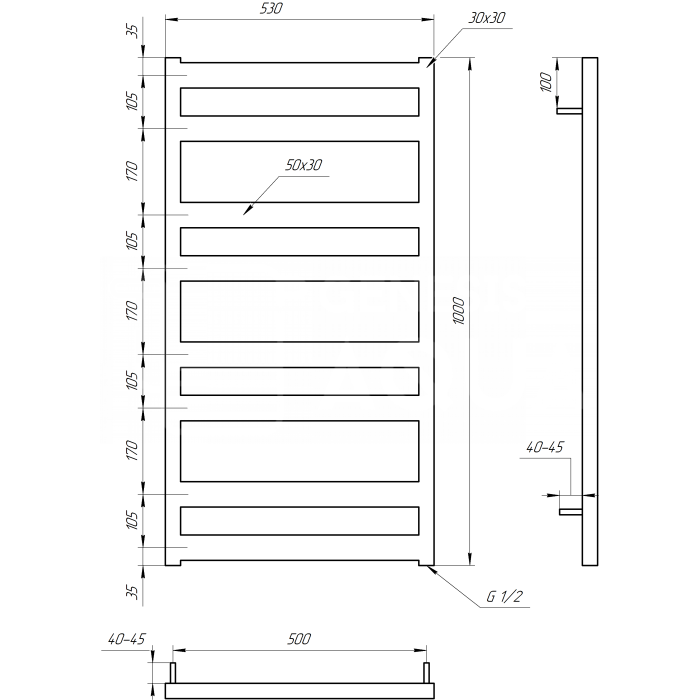 Полотенцесушитель Fom Электрическая 120x53x3