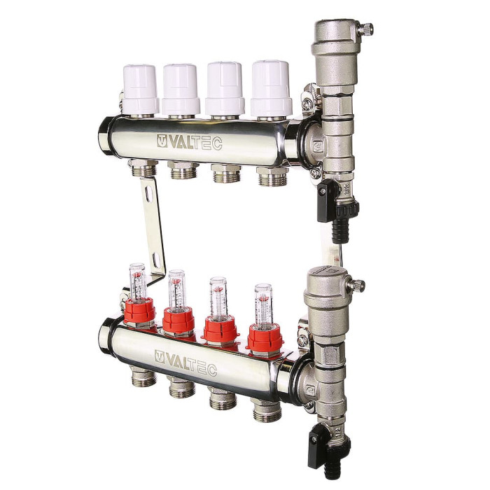 Коллекторный блок Valtec со встроенными расходомерами нерж 1