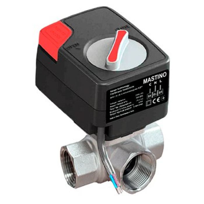 Кран с электроприводом Mastino PRO (трехходовой L-образный) 220В (3/4 дюйма – 20 мм.)